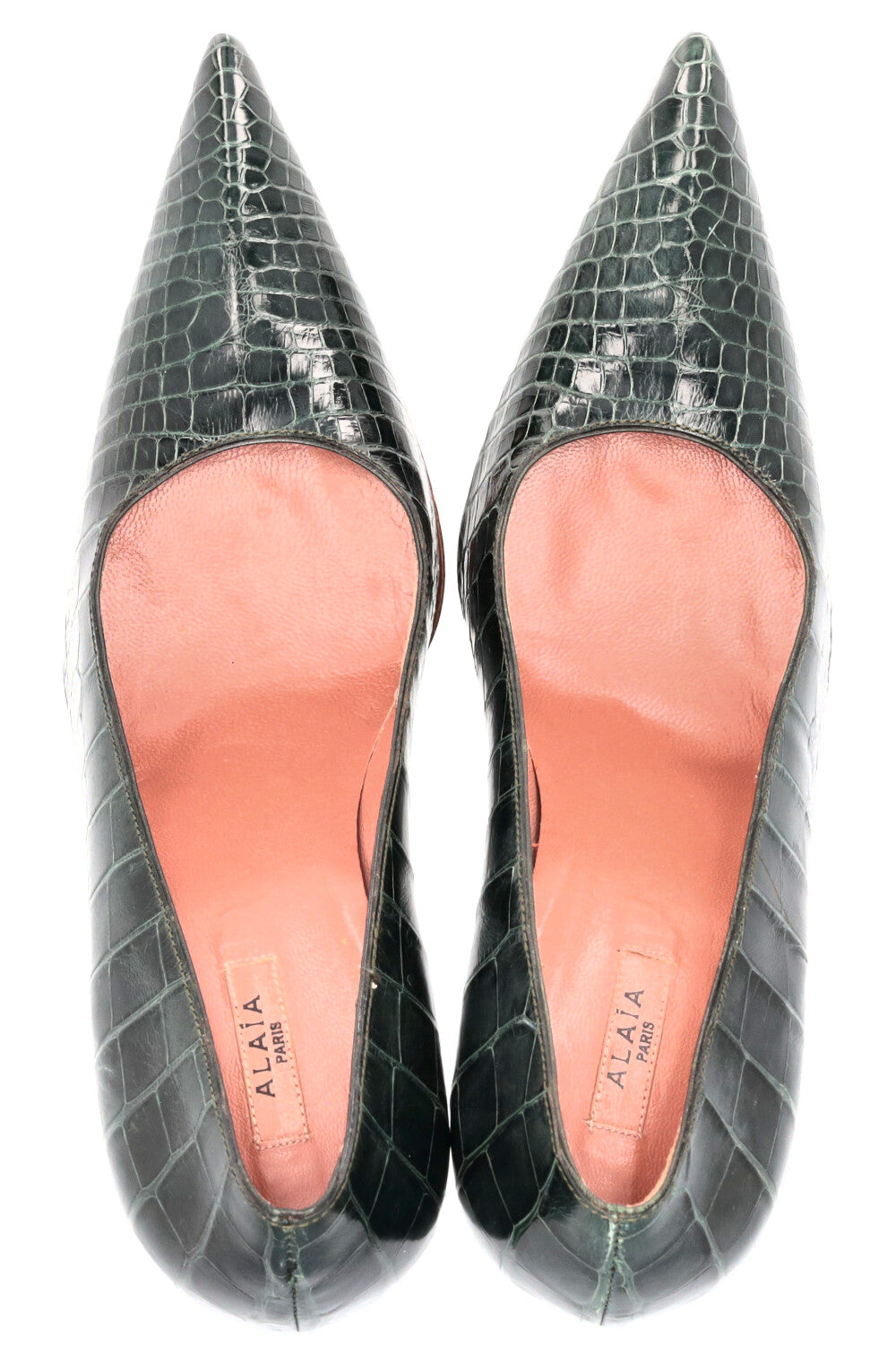 Escarpins ALAIA en relief crocodile verts