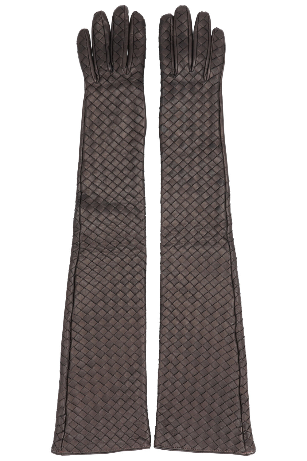 BOTTEGA VENETA Gants Longs Intrecciato Marron