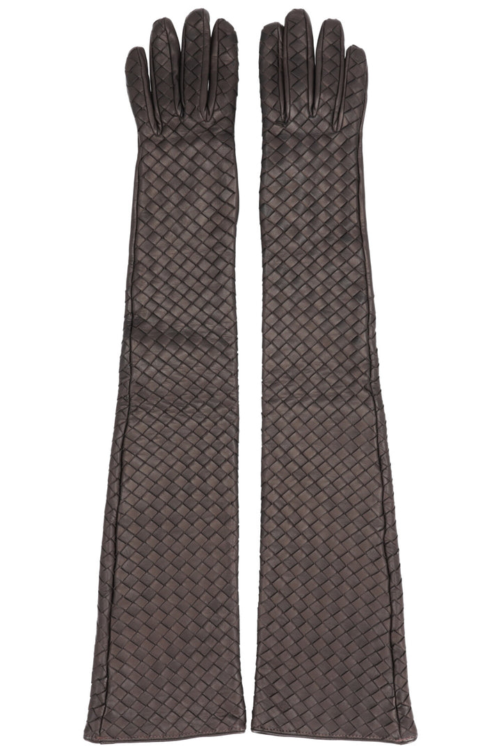 BOTTEGA VENETA Gants Longs Intrecciato Marron