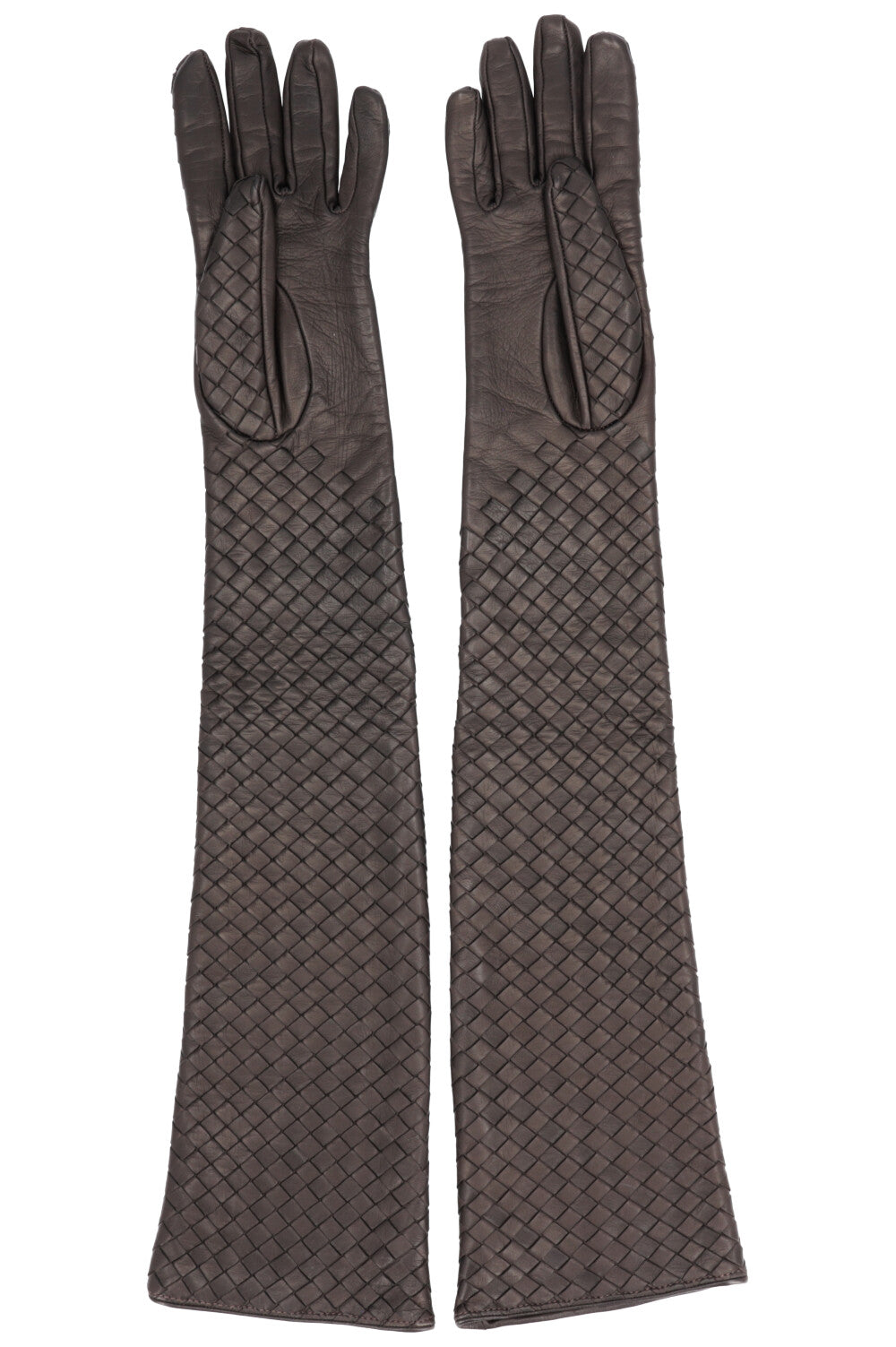 BOTTEGA VENETA Gants Longs Intrecciato Marron