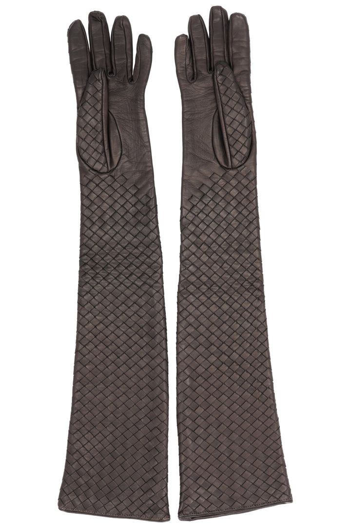 BOTTEGA VENETA Gants Longs Intrecciato Marron