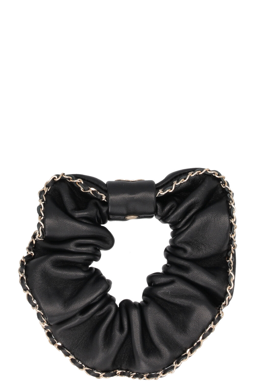 CHANEL CC Scrunchie Leather Black