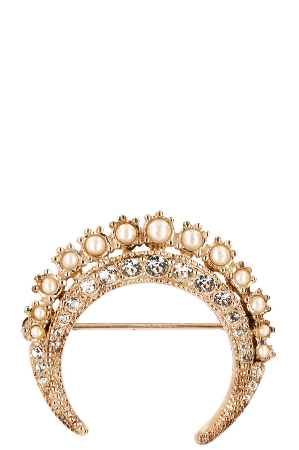 CHANEL Crescent Moon Crystal Brooch