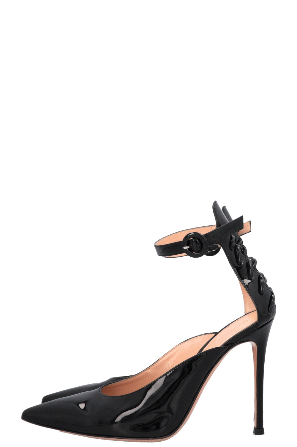 GIANVITO ROSSI Portofino Lace Up Heels Patent Black