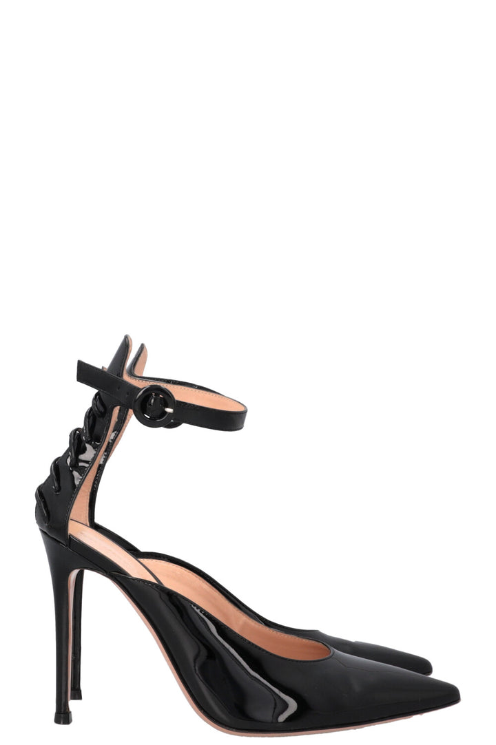GIANVITO ROSSI Portofino Lace Up Heels Patent Black