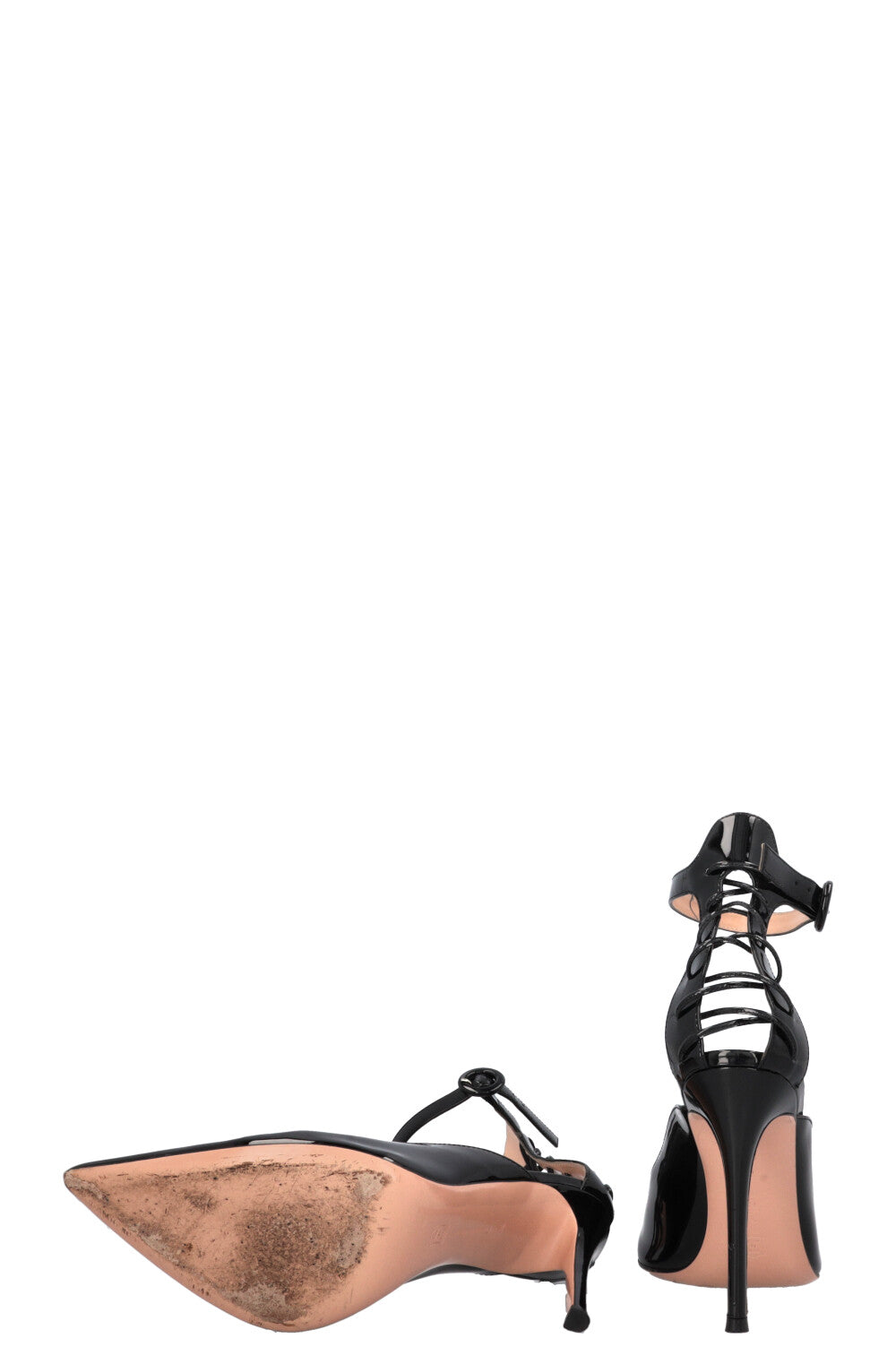 GIANVITO ROSSI Portofino Lace Up Heels Patent Black