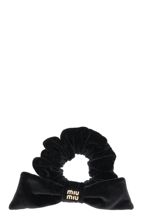 MIUMIU Bow Scrunchie Velvet Black