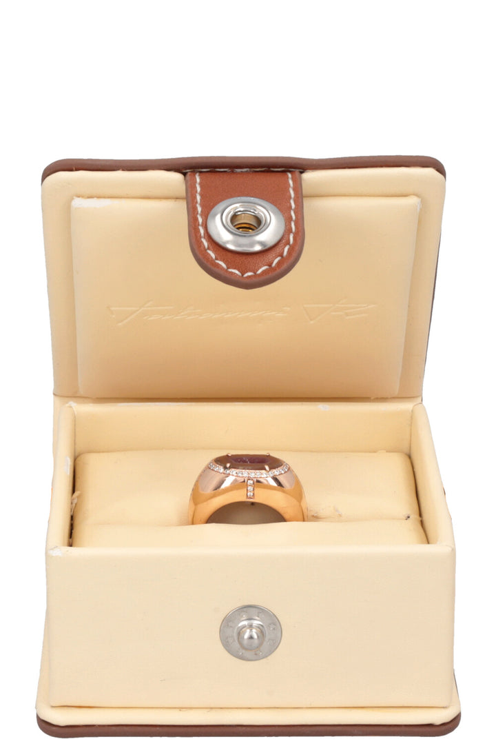 Chevalière JACQUIE AICHE Géode et Diamants Or Rose 14 carats