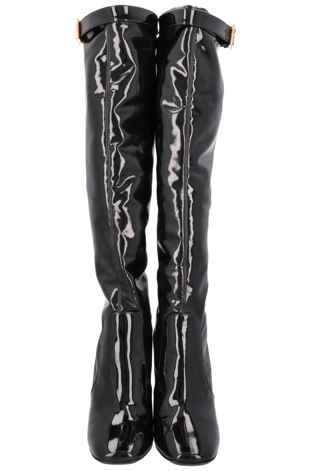 SAINT LAURENT Lala 105 Stretch Boots Patent Black