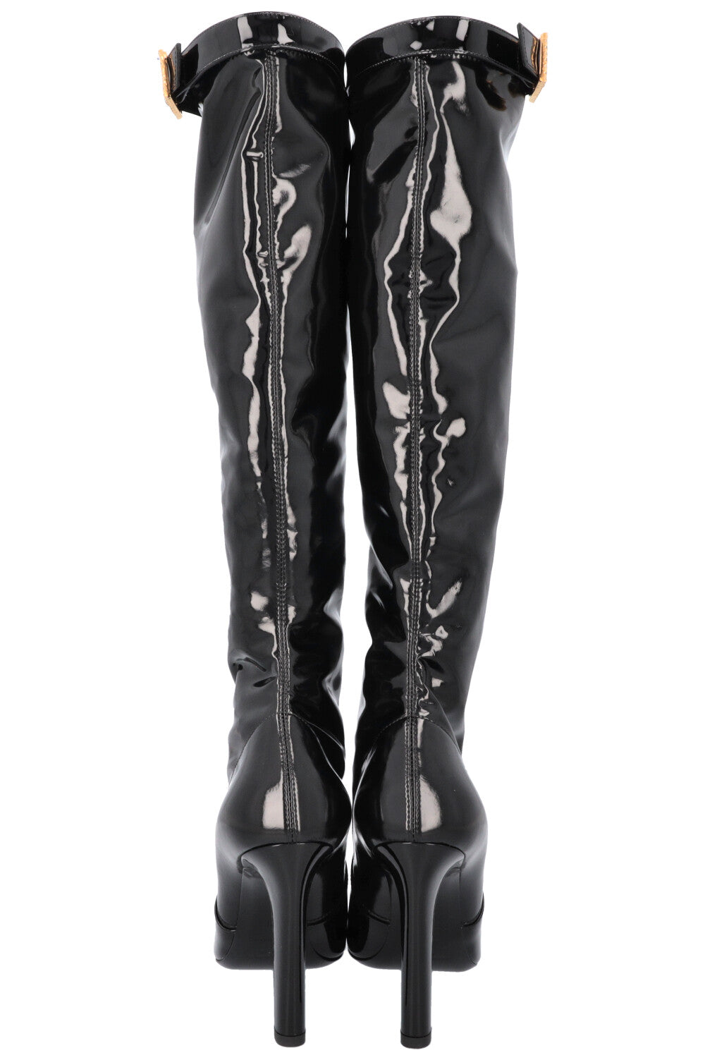 SAINT LAURENT Lala 105 Stretch Boots Patent Black