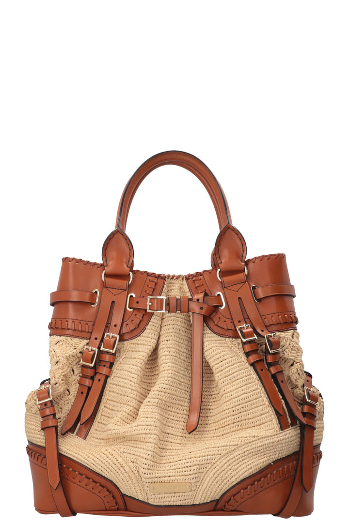 BURBERRY Prorsum Birdel Whipstitch Tote Raffia Brown