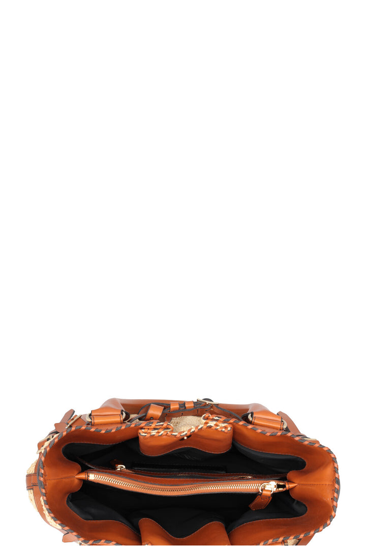 BURBERRY Prorsum Birdel Whipstitch Tote Raffia Brown