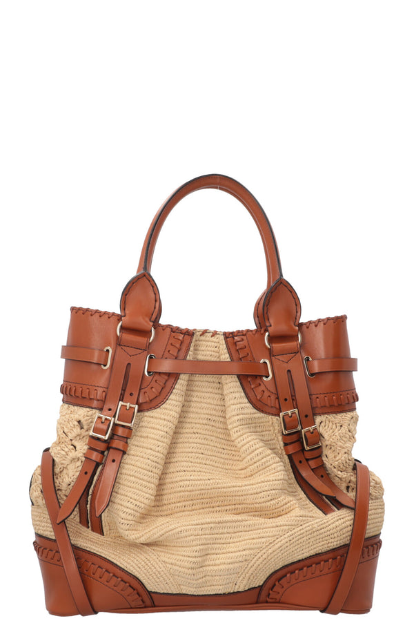 BURBERRY Prorsum Birdel Whipstitch Tote Raffia Brown