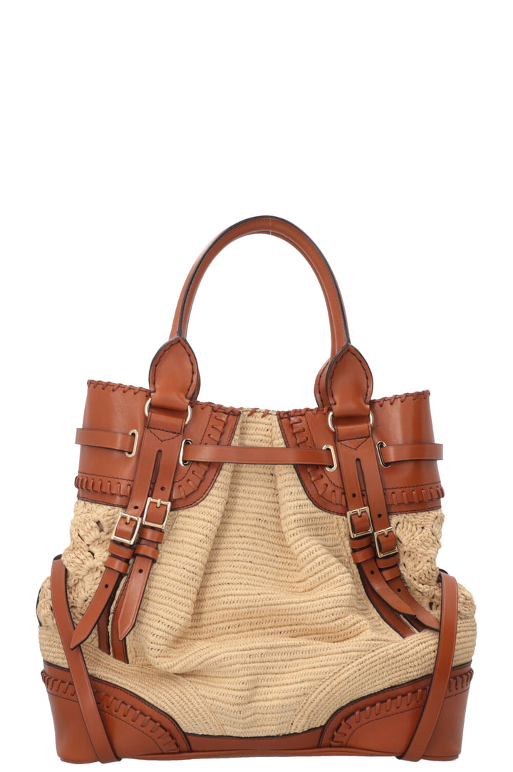 BURBERRY Prorsum Birdel Whipstitch Tote Raffia Brown