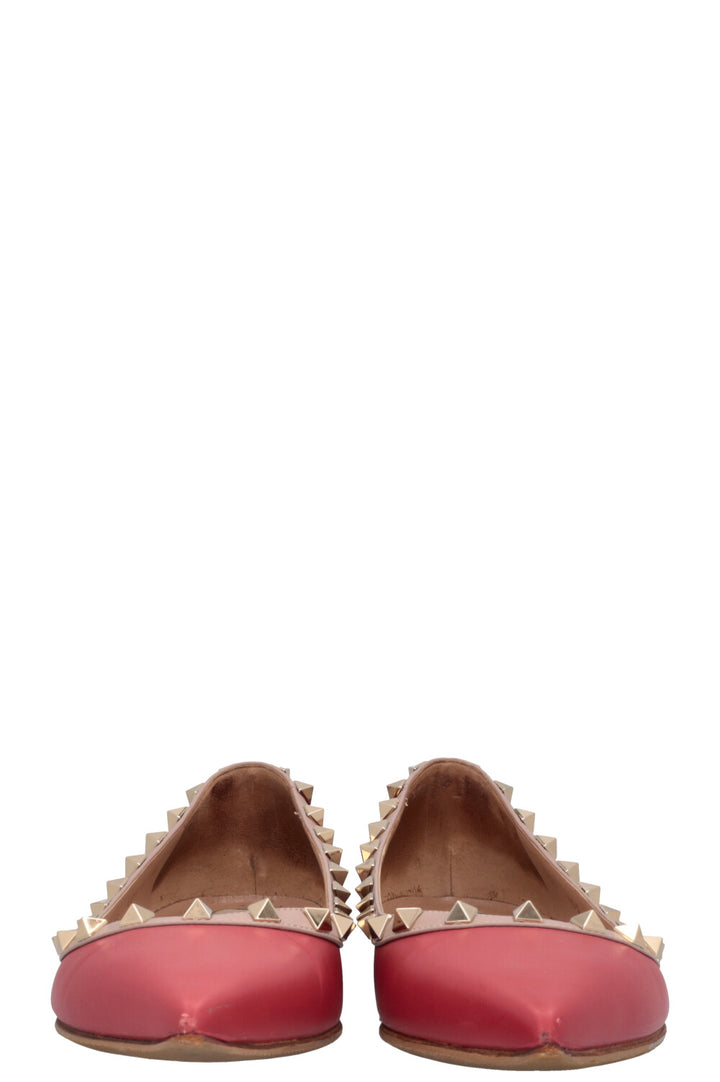 VALENTINO Rockstud Flats Leather Red Rose