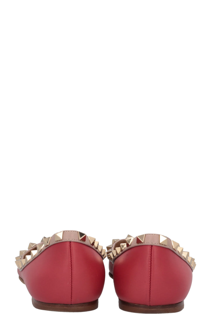 VALENTINO Rockstud Flats Leather Red Rose