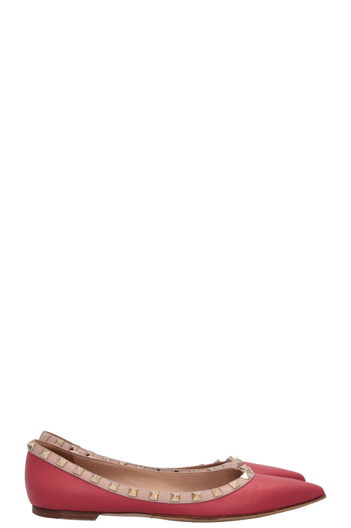 VALENTINO Rockstud Flats Leather Red Rose