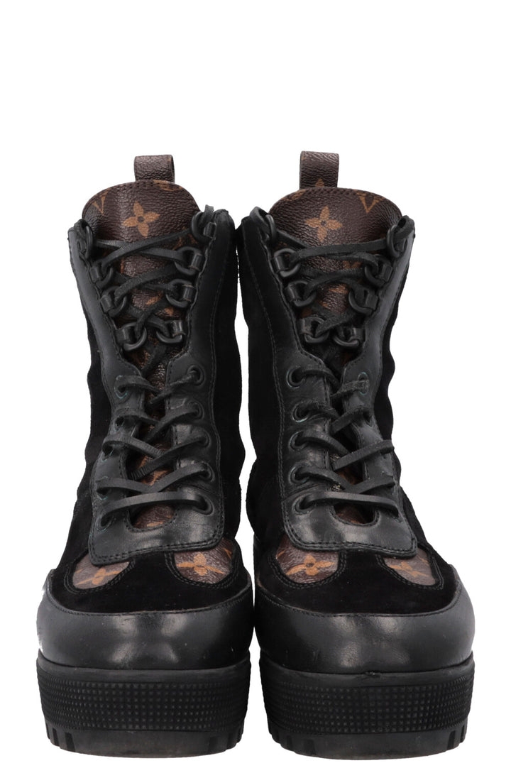 LOUIS VUITTON Laureate Ankle Boots MNG Canvas