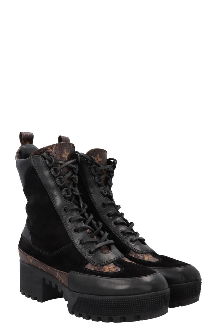 LOUIS VUITTON Laureate Ankle Boots MNG Canvas