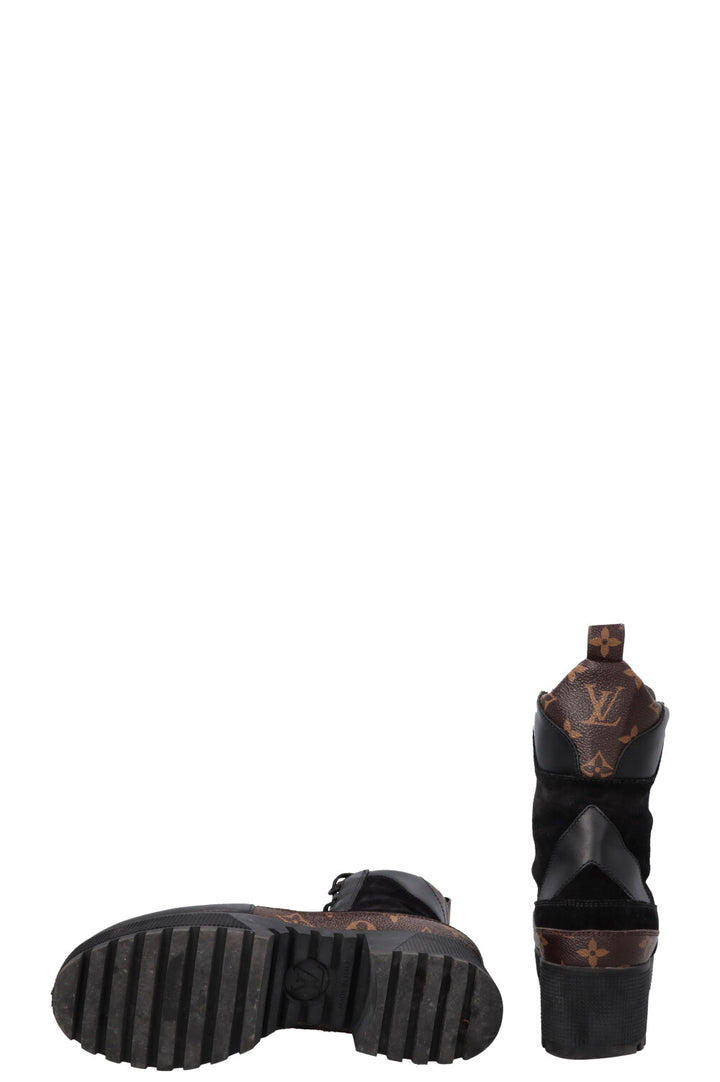 LOUIS VUITTON Laureate Ankle Boots MNG Canvas