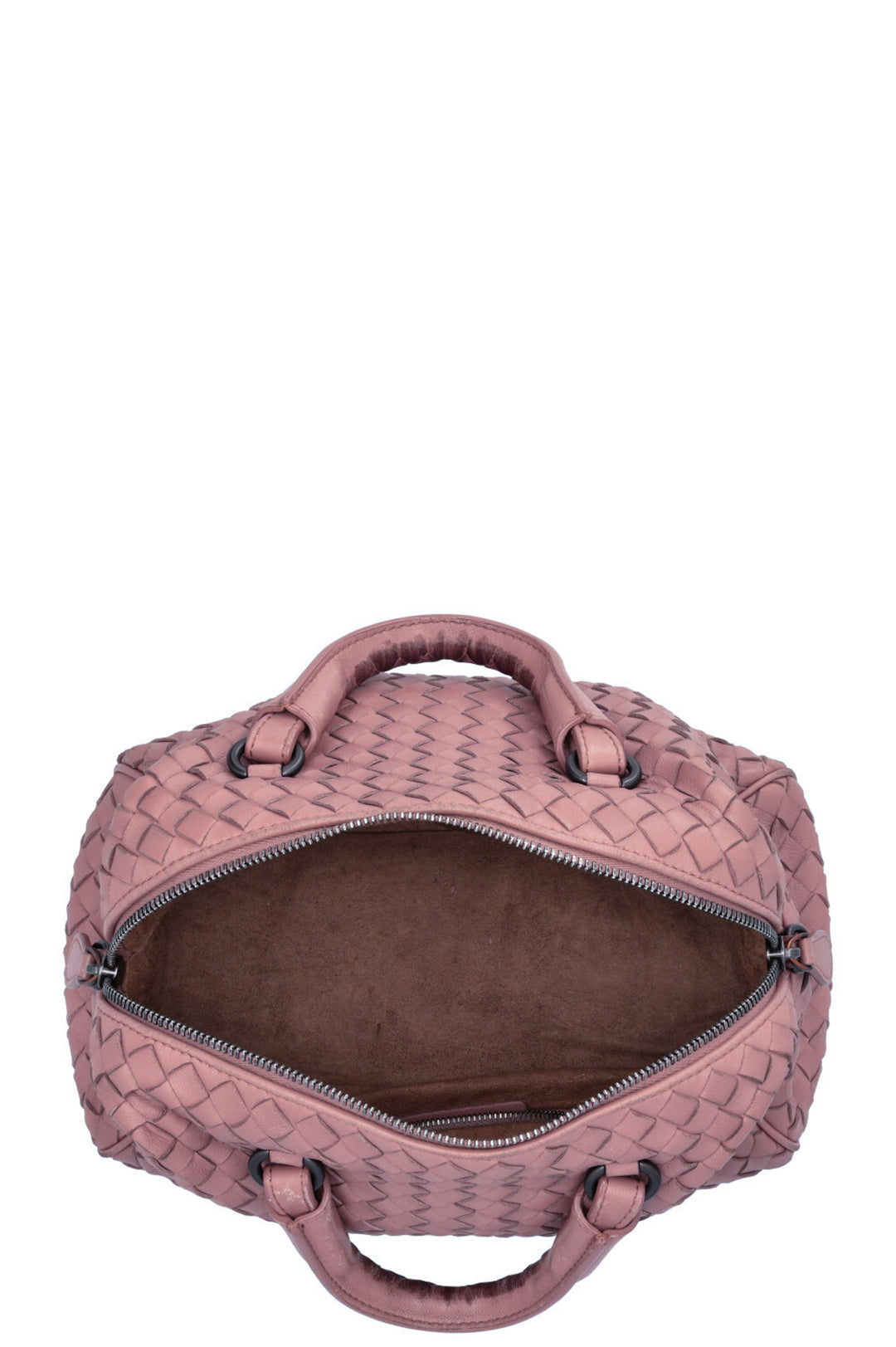 BOTTEGA VENETA Mini sac Boston en cuir Intrecciato rose poudré
