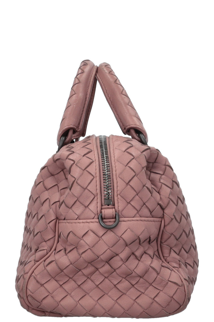 BOTTEGA VENETA Mini sac Boston en cuir Intrecciato rose poudré