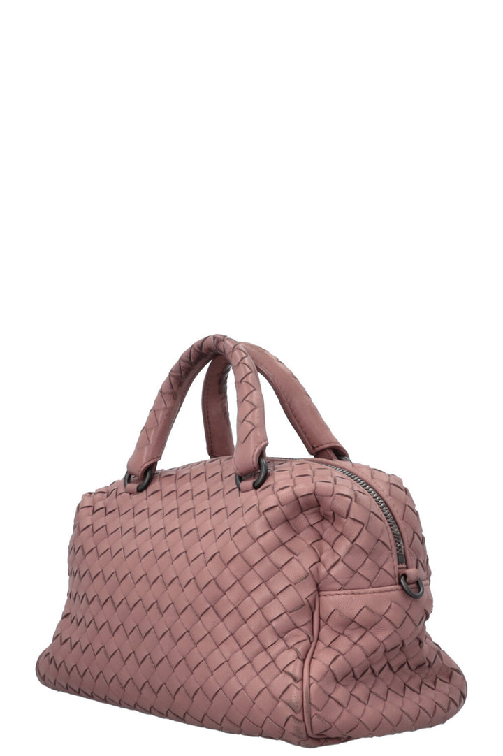 BOTTEGA VENETA Mini sac Boston en cuir Intrecciato rose poudré
