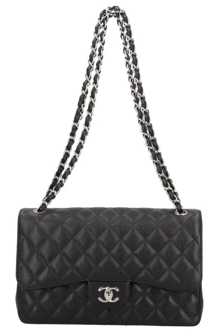 CHANEL Grand Classique Double Rabat Cuir Caviar Noir