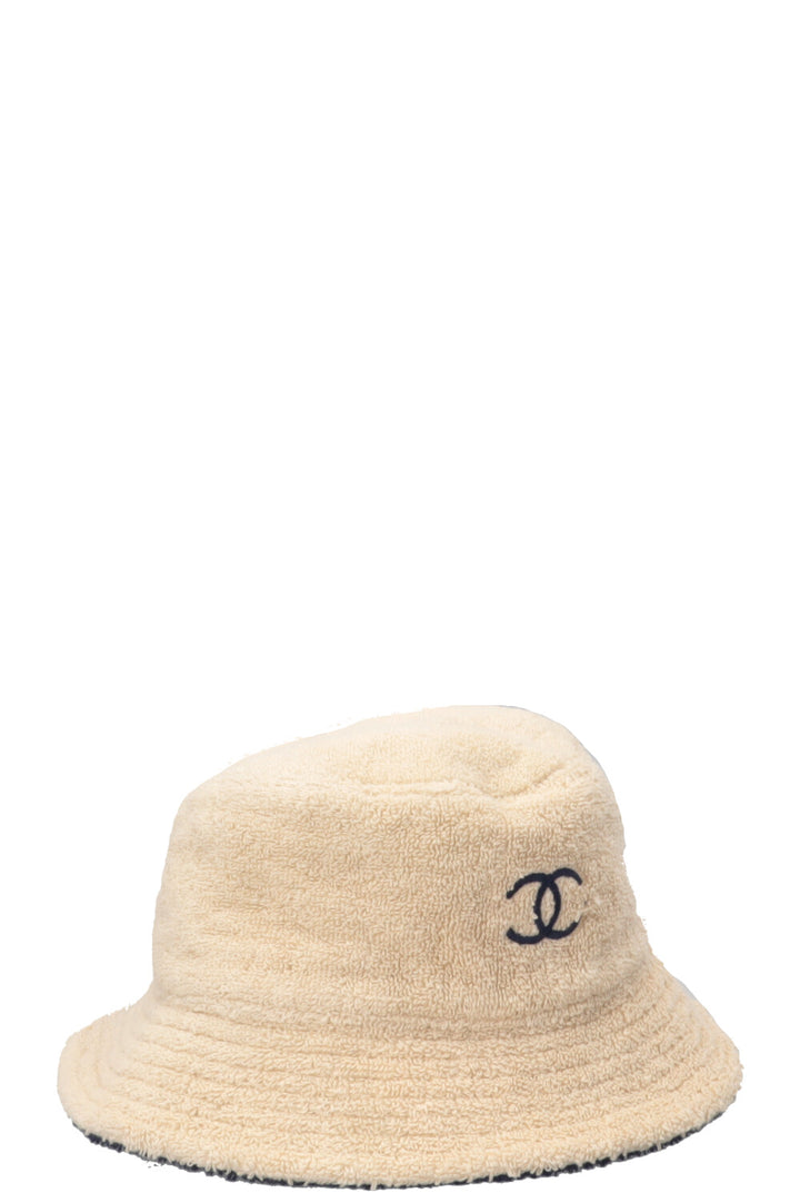 CHANEL Bucket Hat Terry Cloth Beige