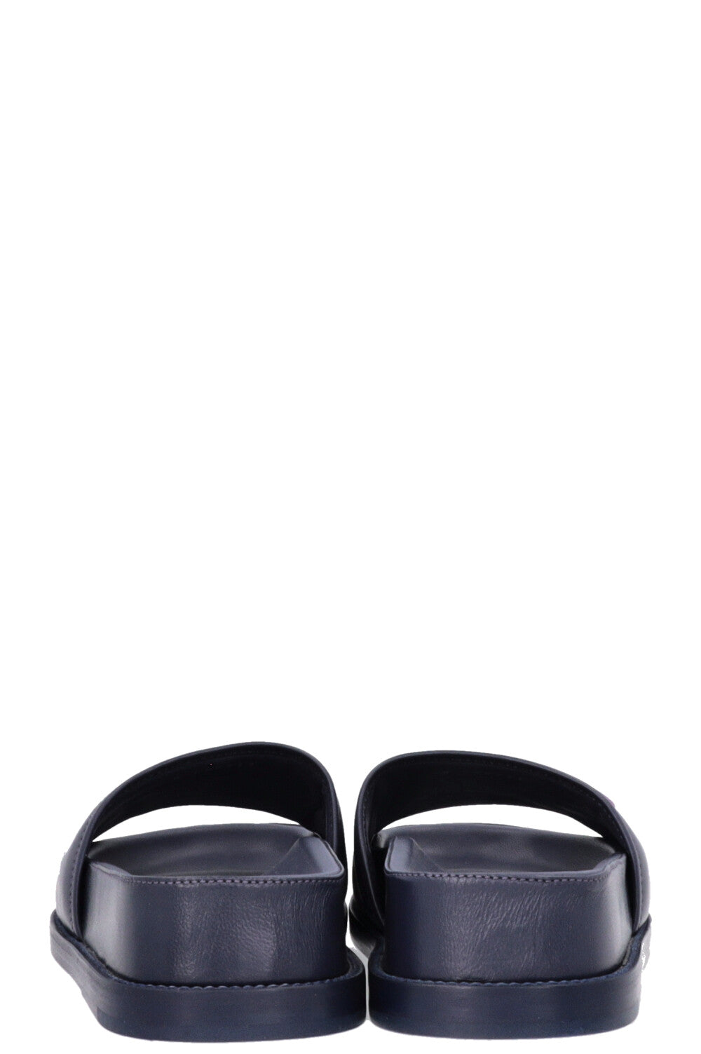 CHANEL Logo Embossed Slides Navy Multicolor