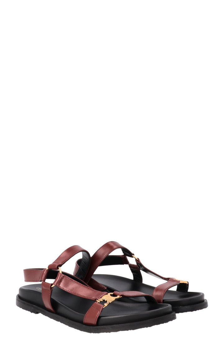 CELINE Maud Triomphe Sandals Leather Burgundy