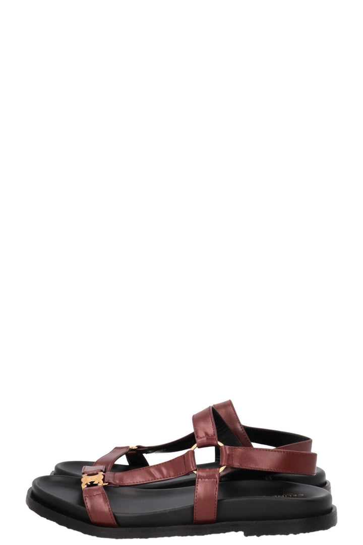 CELINE Maud Triomphe Sandals Leather Burgundy