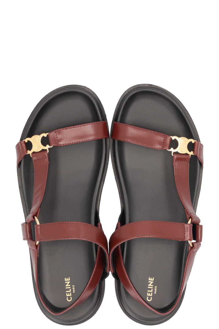 CELINE Maud Triomphe Sandals Leather Burgundy