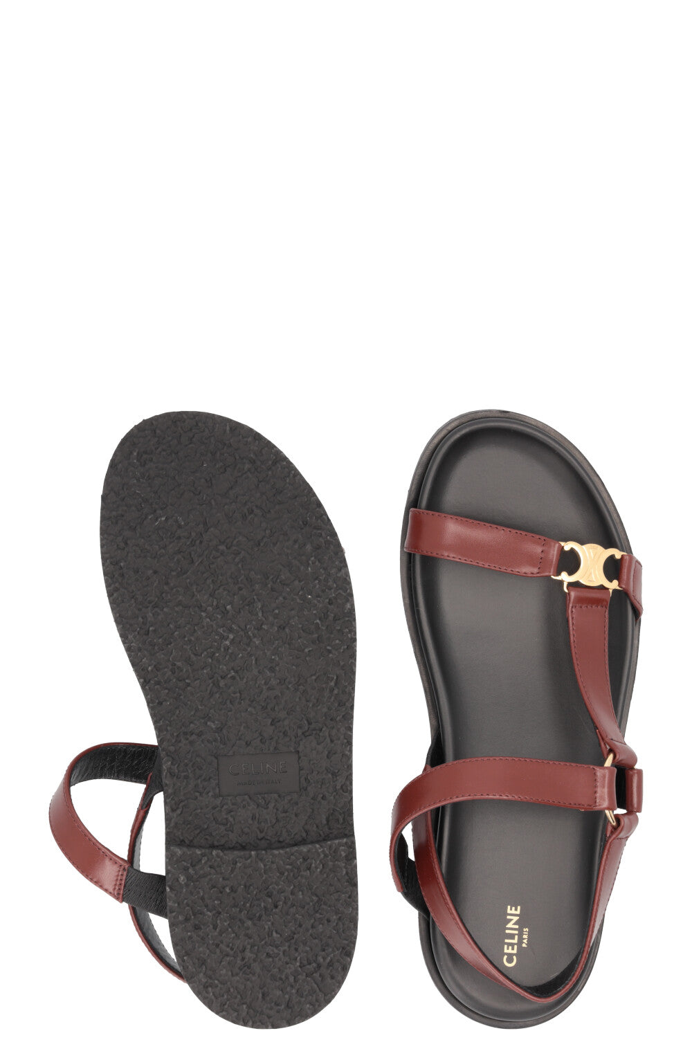 CELINE Maud Triomphe Sandals Leather Burgundy