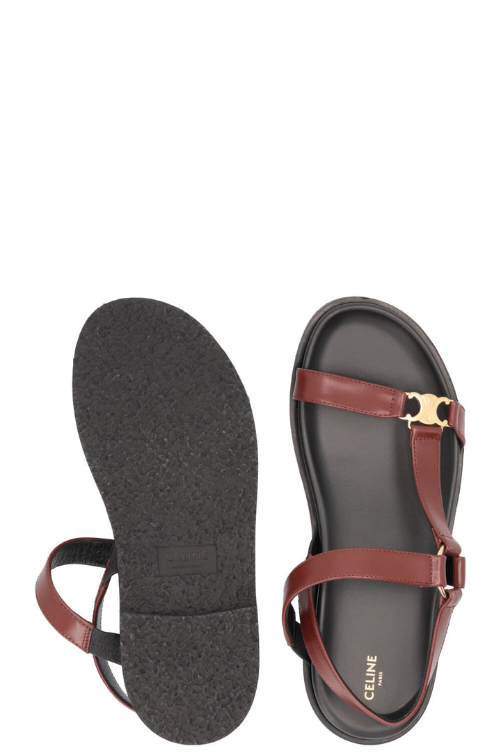 CELINE Maud Triomphe Sandals Leather Burgundy