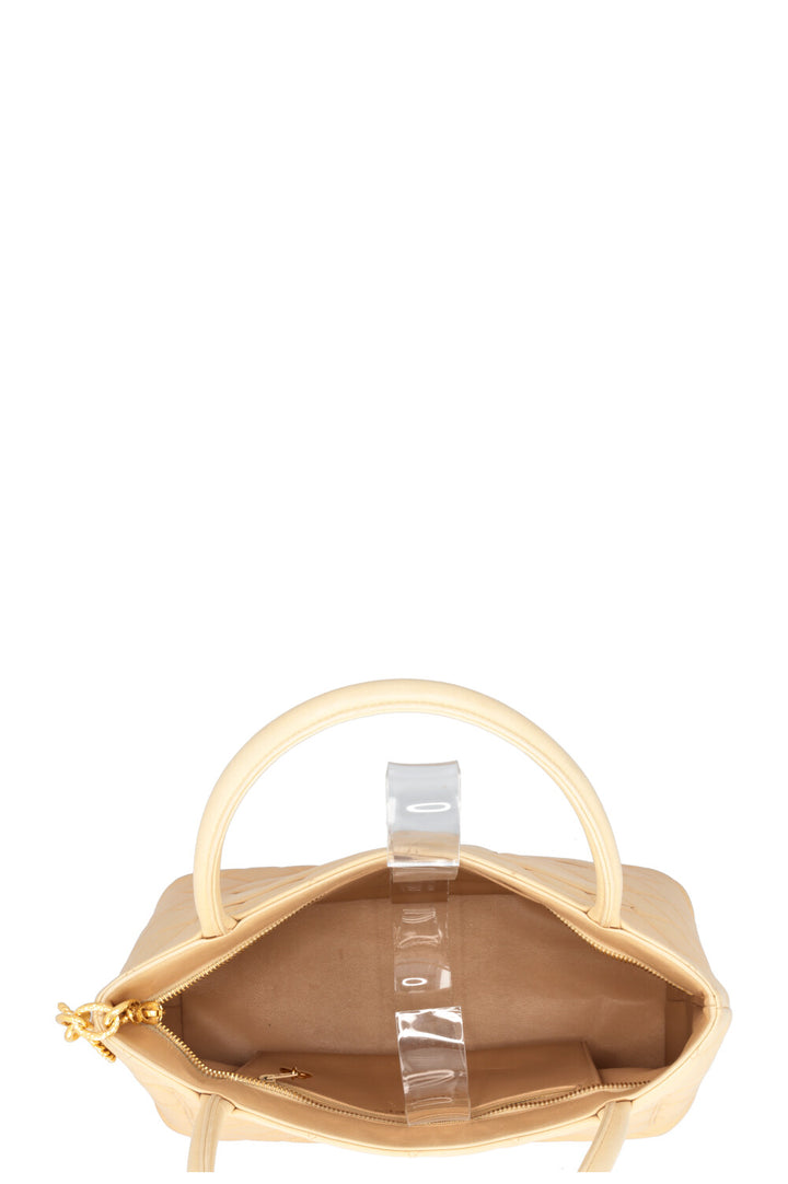 CHANEL Medallion Tote Bag Leather Beige