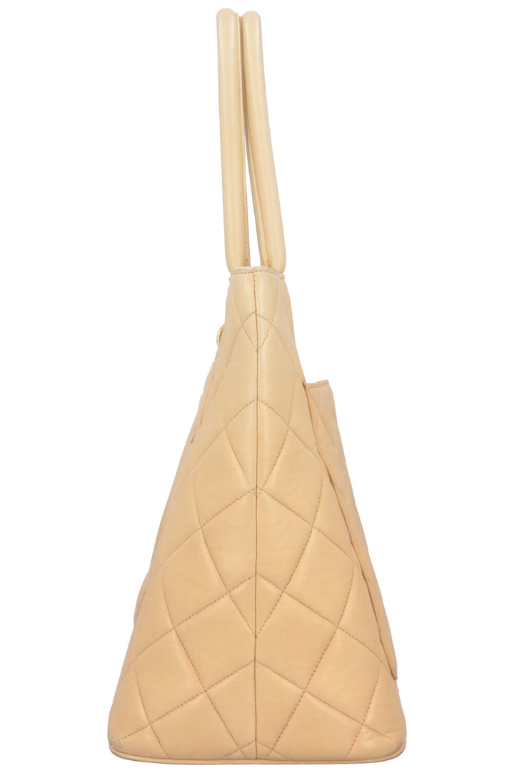 CHANEL Medallion Tote Bag Leather Beige