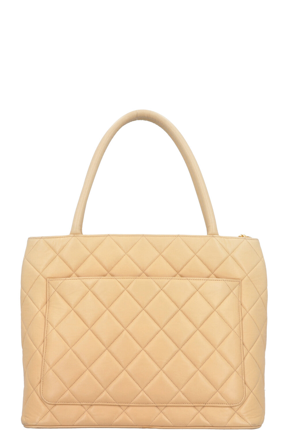 CHANEL Medallion Tote Bag Leather Beige
