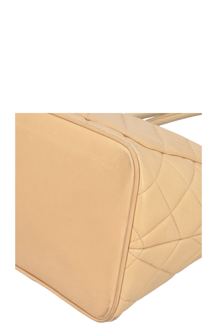 CHANEL Medallion Tote Bag Leather Beige