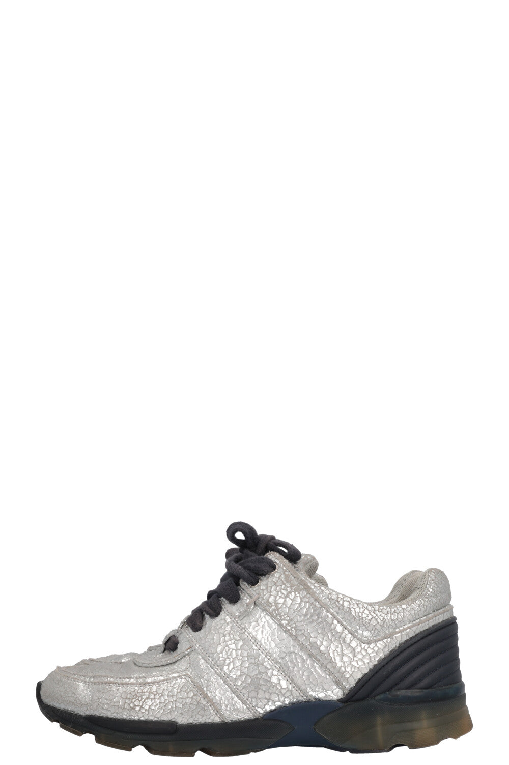CHANEL Sneakers Leather Silver