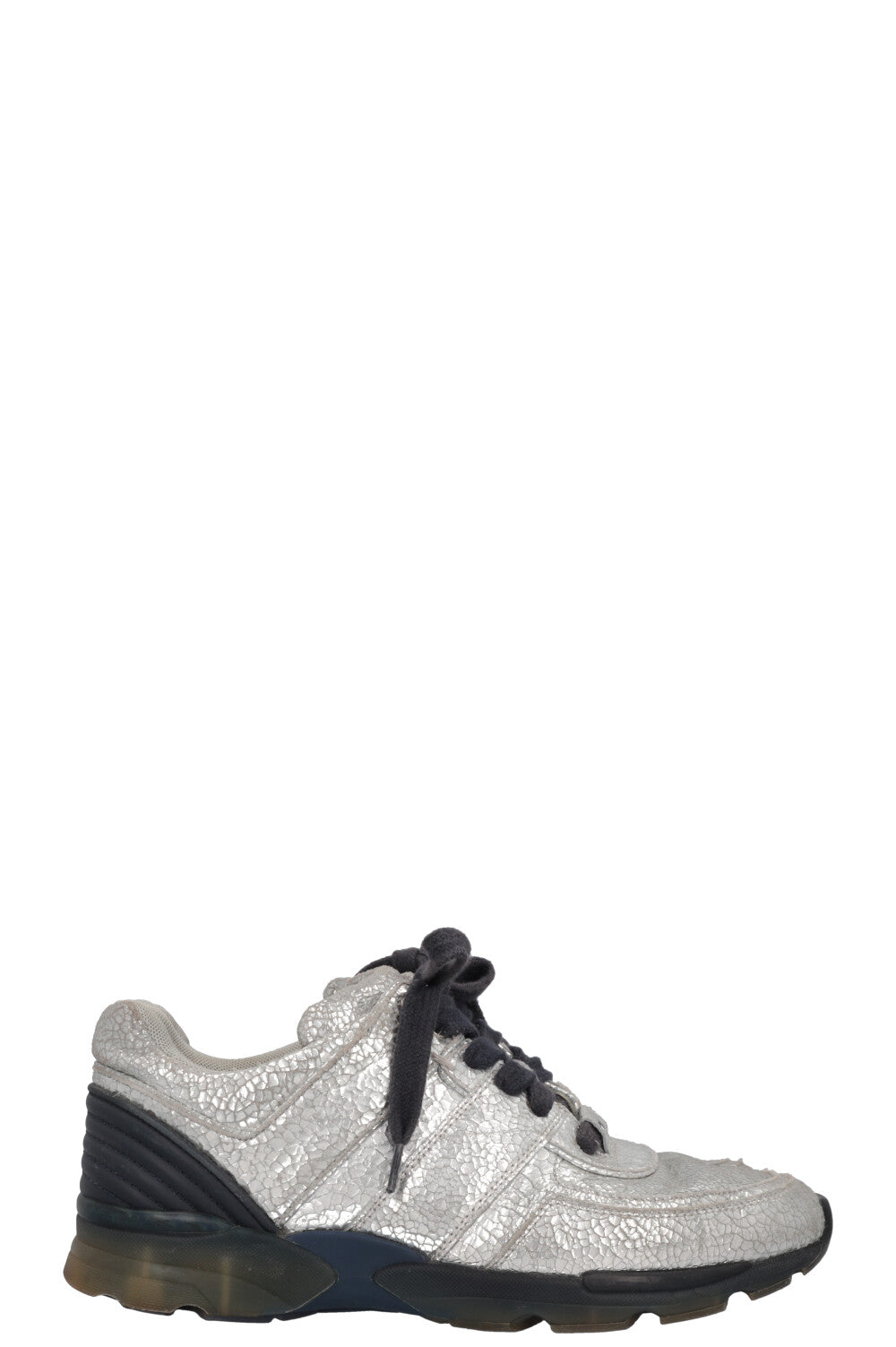 CHANEL Sneakers Leather Silver