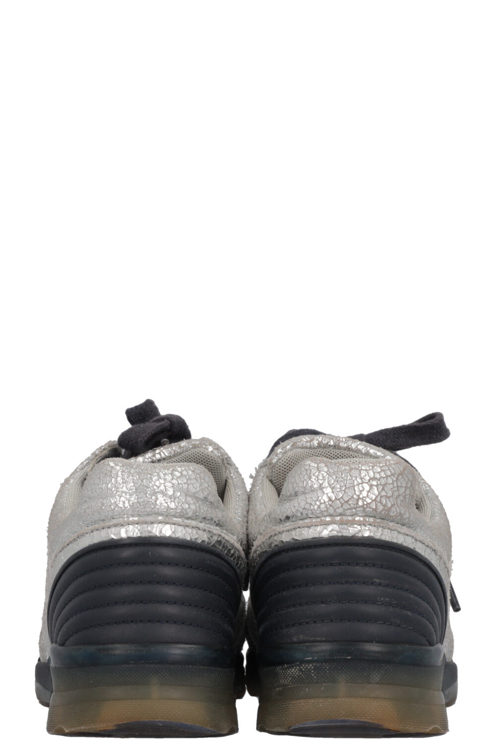 CHANEL Sneakers Leather Silver