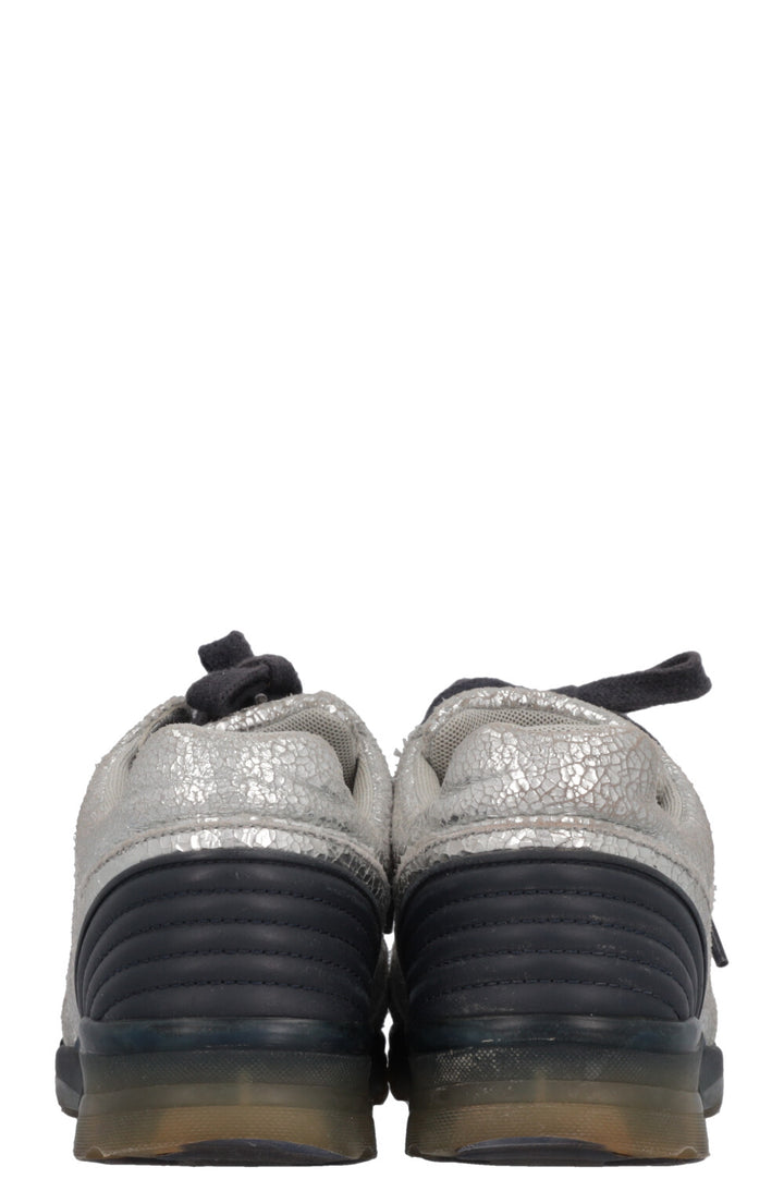 CHANEL Sneakers Leather Silver