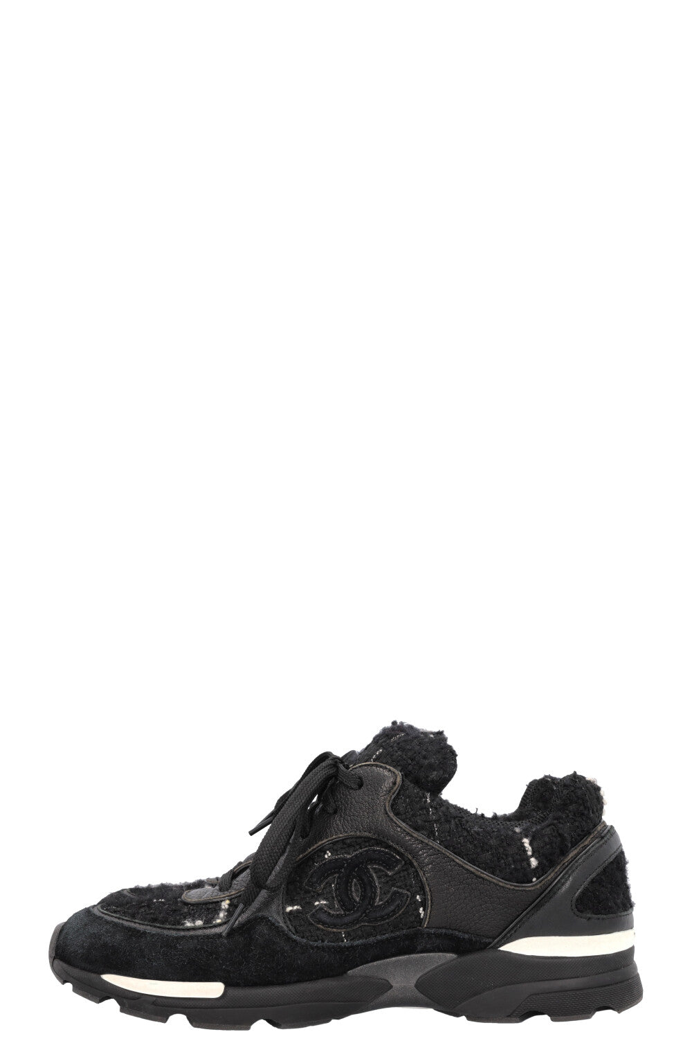 CHANEL Tennis Sneakers Tweed Black