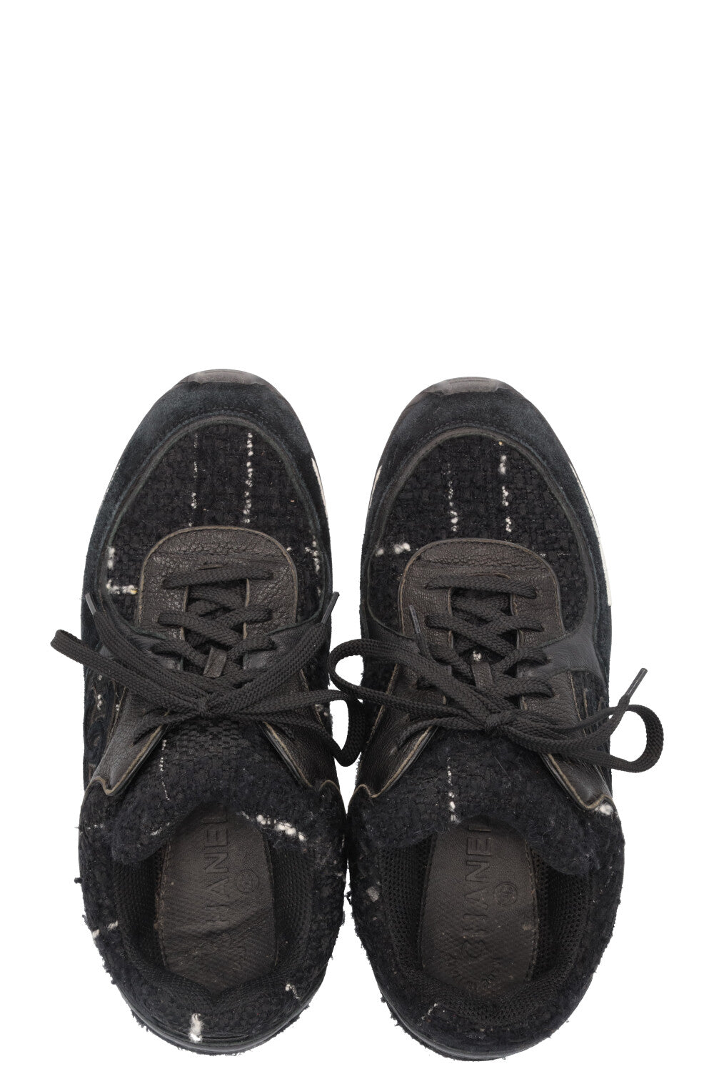 CHANEL Tennis Sneakers Tweed Black