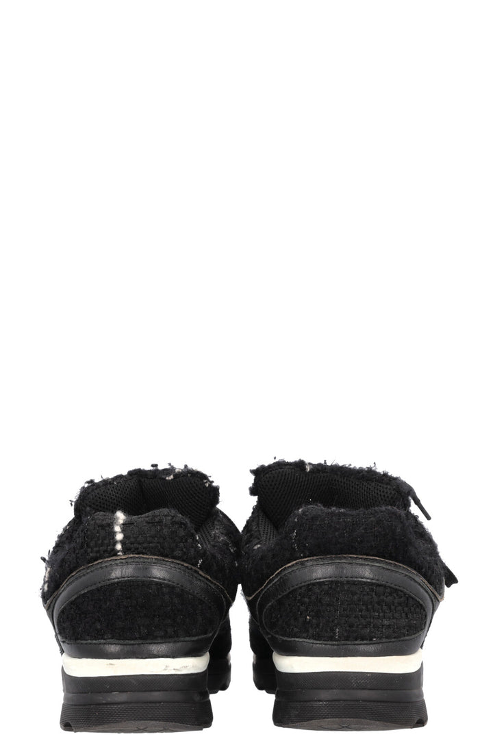 CHANEL Tennis Sneakers Tweed Black