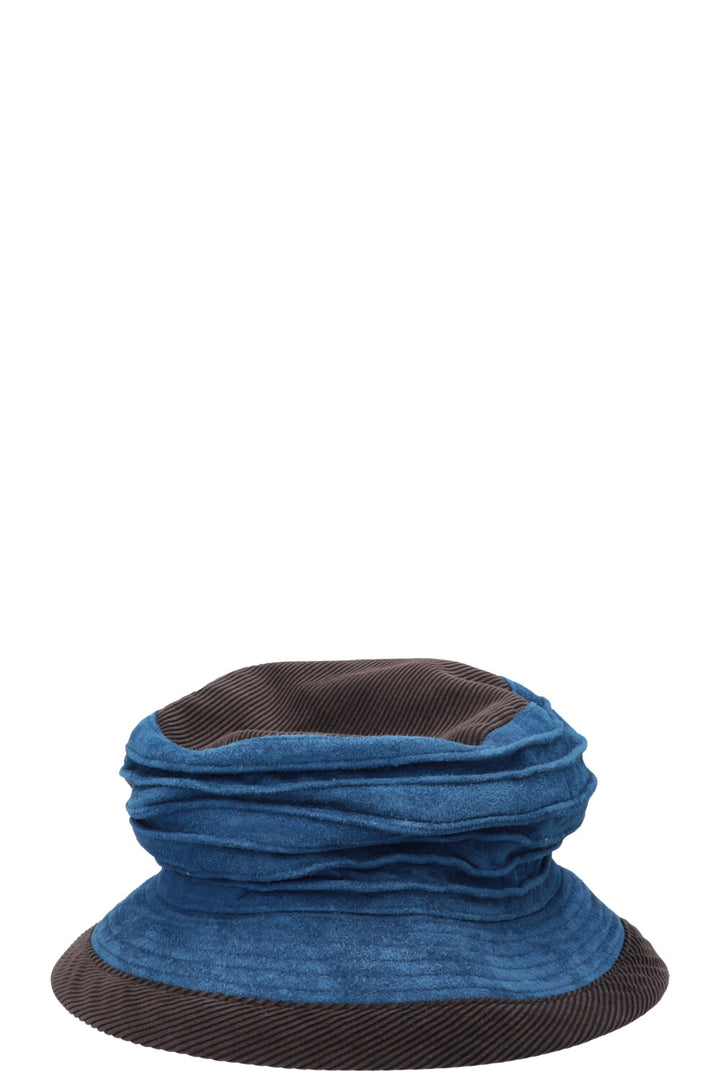 HERMÈS Corduroy Hat Brown Blue