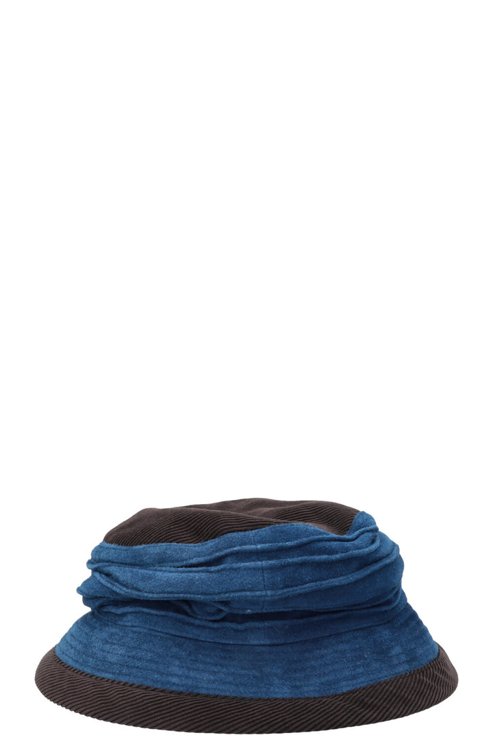 HERMÈS Corduroy Hat Brown Blue