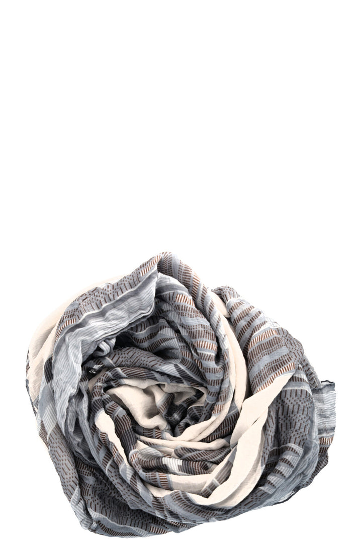 HERMÈS Geometric Print Scarf Chiffon Grey