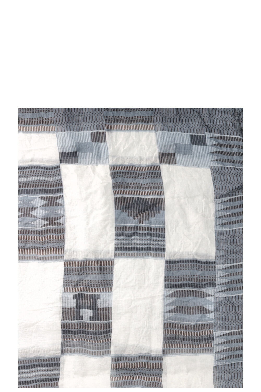 HERMÈS Geometric Print Scarf Chiffon Grey
